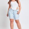 Women's Plus Low Rise Frayed Cargo Bermuda Shorts