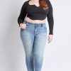 Women's Plus WannaBettaButt Mid Rise Embroidered Skinny Jean