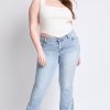 Women's Plus Low Rise Frayed Hem Flare Jeans