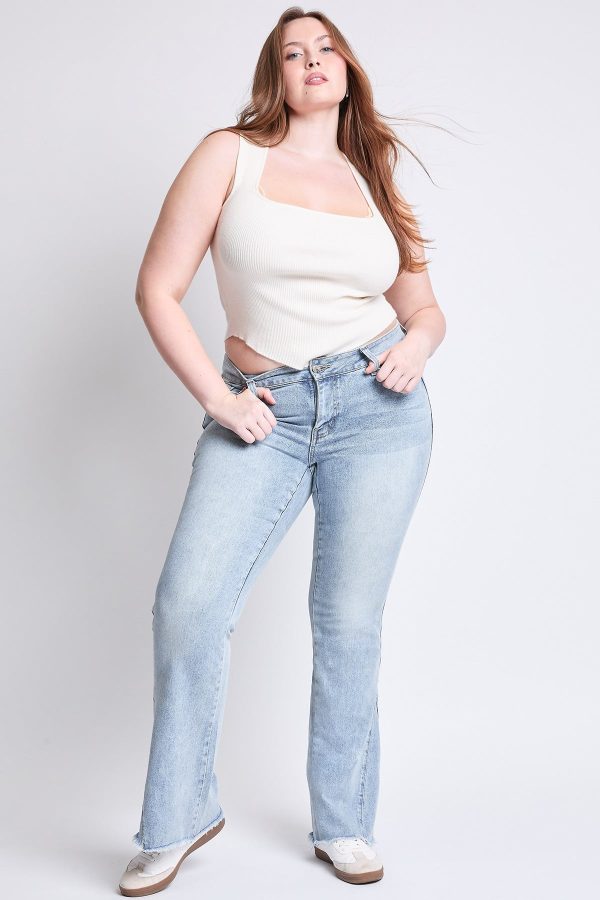 Women's Plus Low Rise Frayed Hem Flare Jeans - Image 5