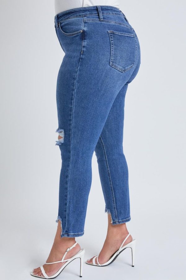 Women's Plus Dream Slim Straight Ankle Jeans With Hem Destruction - Image 2