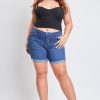 Women's Plus Curvy Fit Shorts With Rolled Cuffs