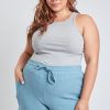 Women's Plus Size Cotton Shorts With Side Patch Pocket