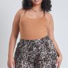 Women's Plus Linen Shorts With Shirred Patch Pockets