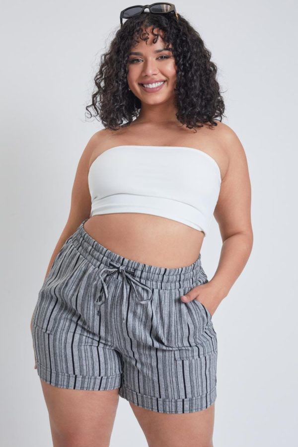 Women's Plus Drawstring Waistband Linen Shorts - Image 4