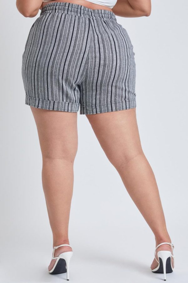 Women's Plus Drawstring Waistband Linen Shorts - Image 3