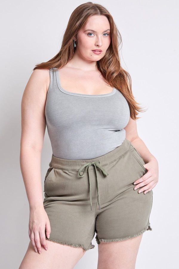Women's Plus Frayed Hem Pull-on Shorts - Image 6