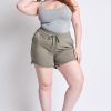 Women's Plus Frayed Hem Pull-on Shorts