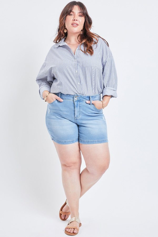 Women's Plus Size Basic 2-Button Side Slit Hem Shorts