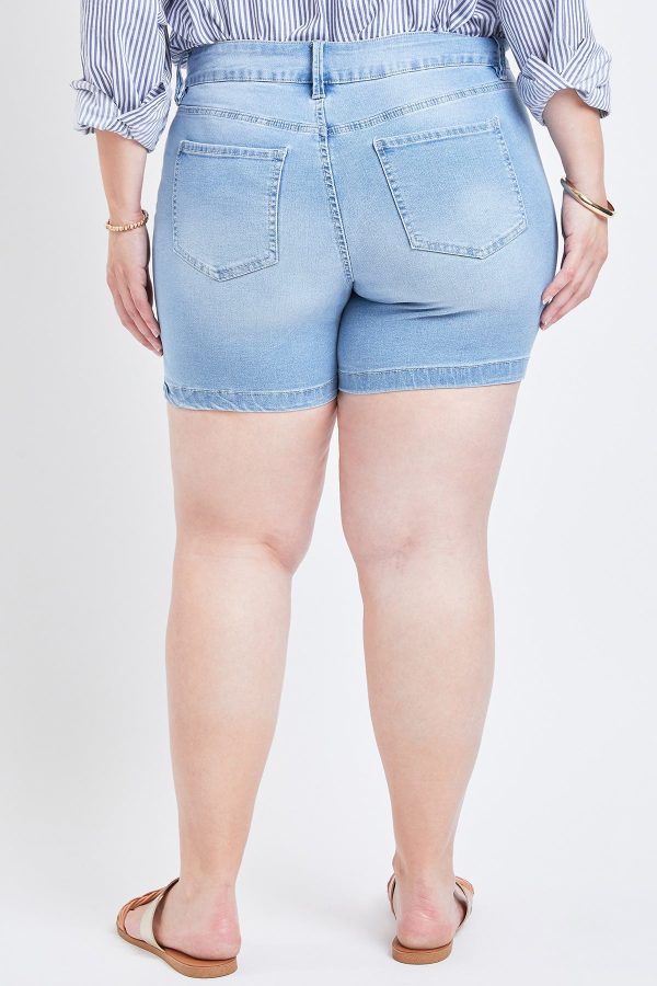 Women's Plus Size Basic 2-Button Side Slit Hem Shorts - Image 3